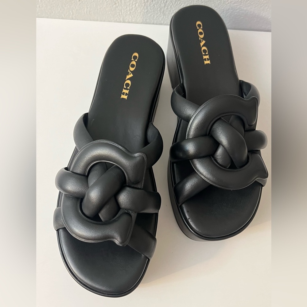 Coach Women's Black Slide Sandals shoes